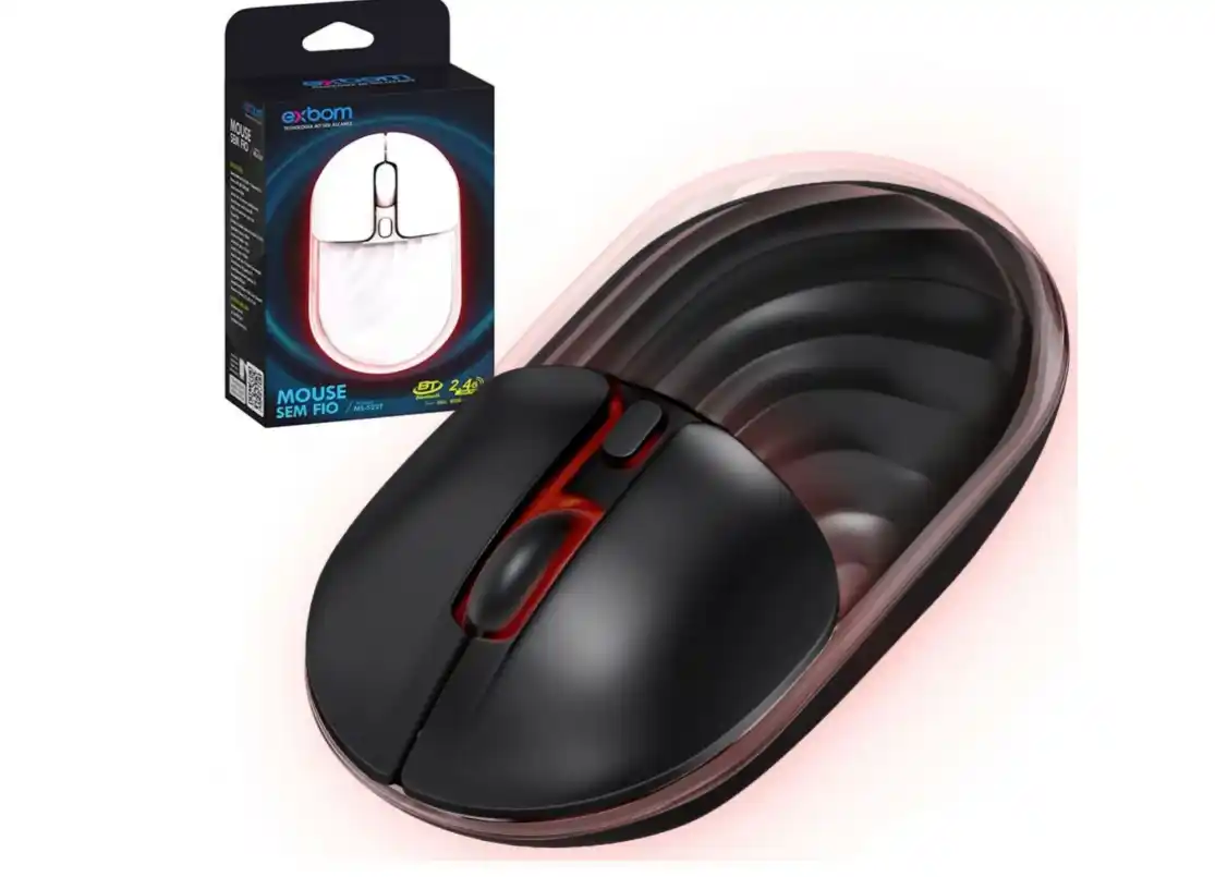 Mouse Sem Fio Transparente Dual Mode 2.4ghz + Bluetooth Exbom Mouse Sem Fio Transparente Dual Mode 2.4ghz + Bluetooth Exbom - Imagem 1