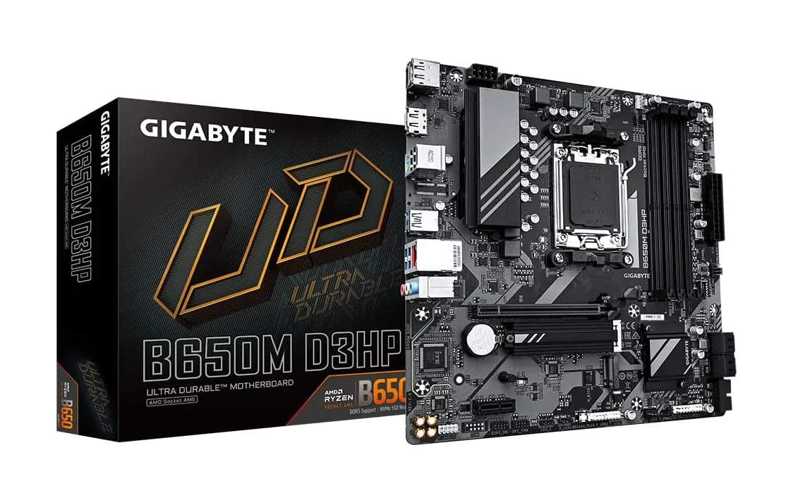 PLACA-MAE-GIGABYTE-B650-M-D3HP-SOCKET-AM5-DDR5-mATX.webp PLACA MÃE GIGABYTE B650 M D3HP, SOCKET AM5, DDR5, mATX - Imagem 1